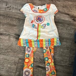 Bonnie Jean Floral Kids Matching Set - White, Orange, Blue